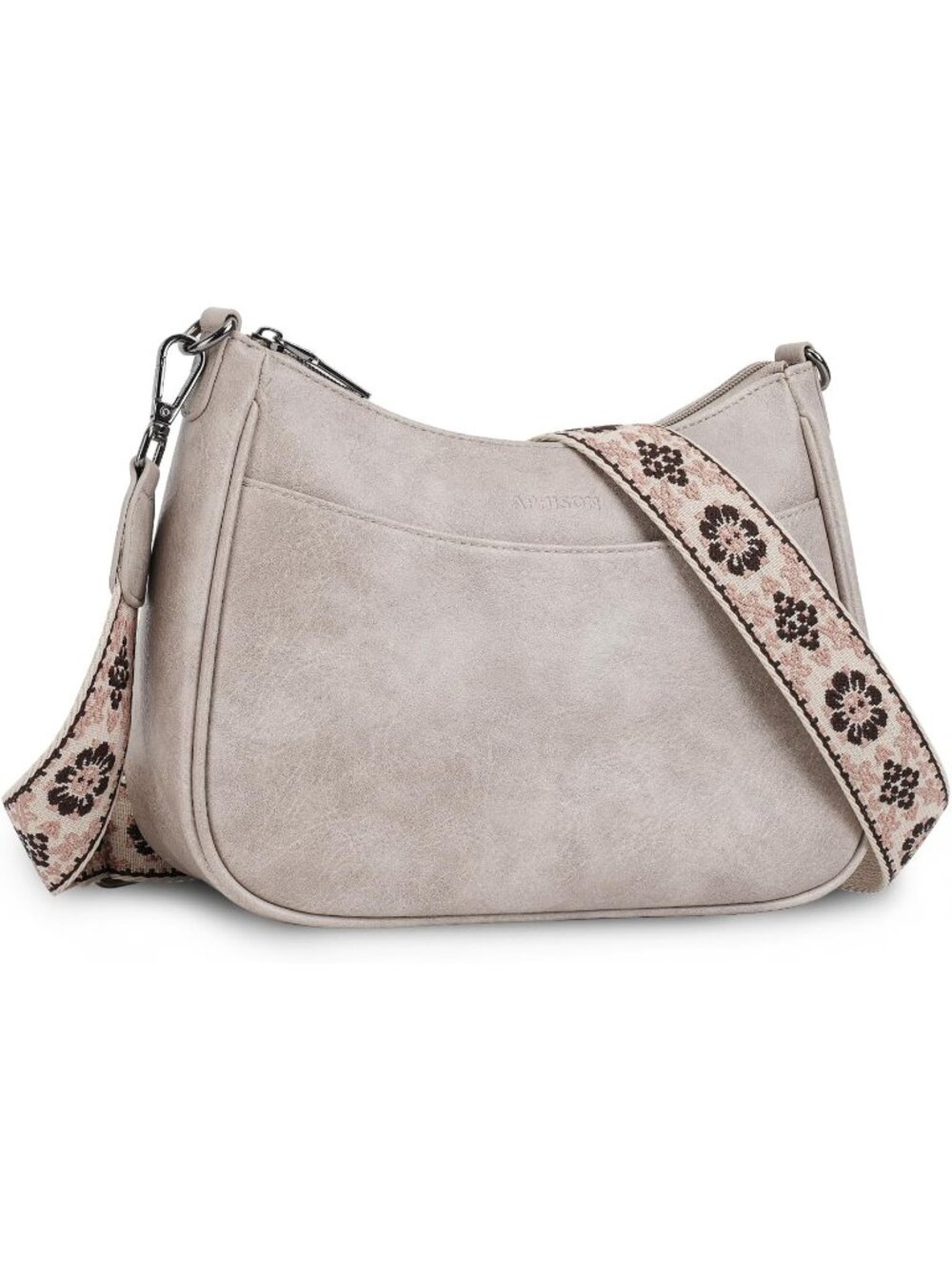 👜Women's Grey Leather Crossbody Purse Shoulder Bag Wide Strap Travel